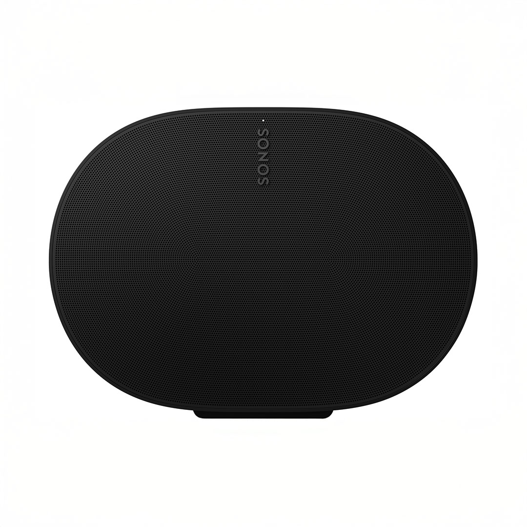 Black oval speaker with Sonos logo.