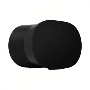 Black wireless speaker with modern design