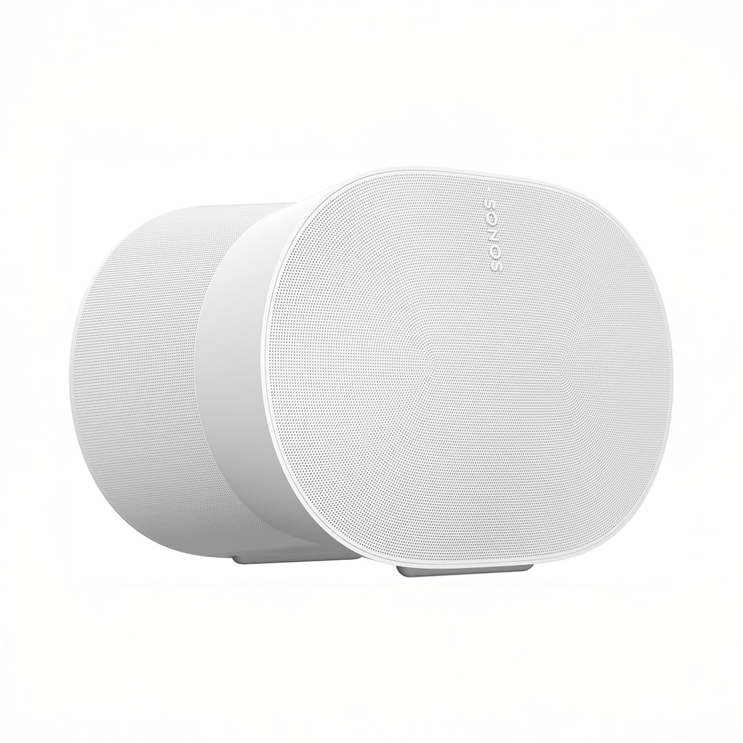 White Sonos wireless speaker with modern design