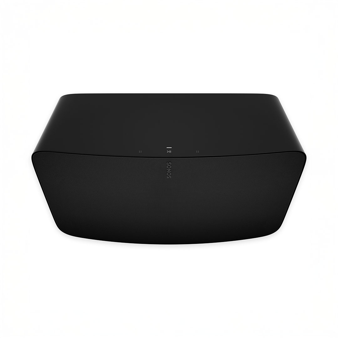 Black wireless smart speaker, modern design