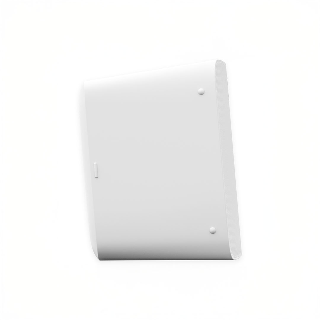 Side view of white PlayStation 5 console.
