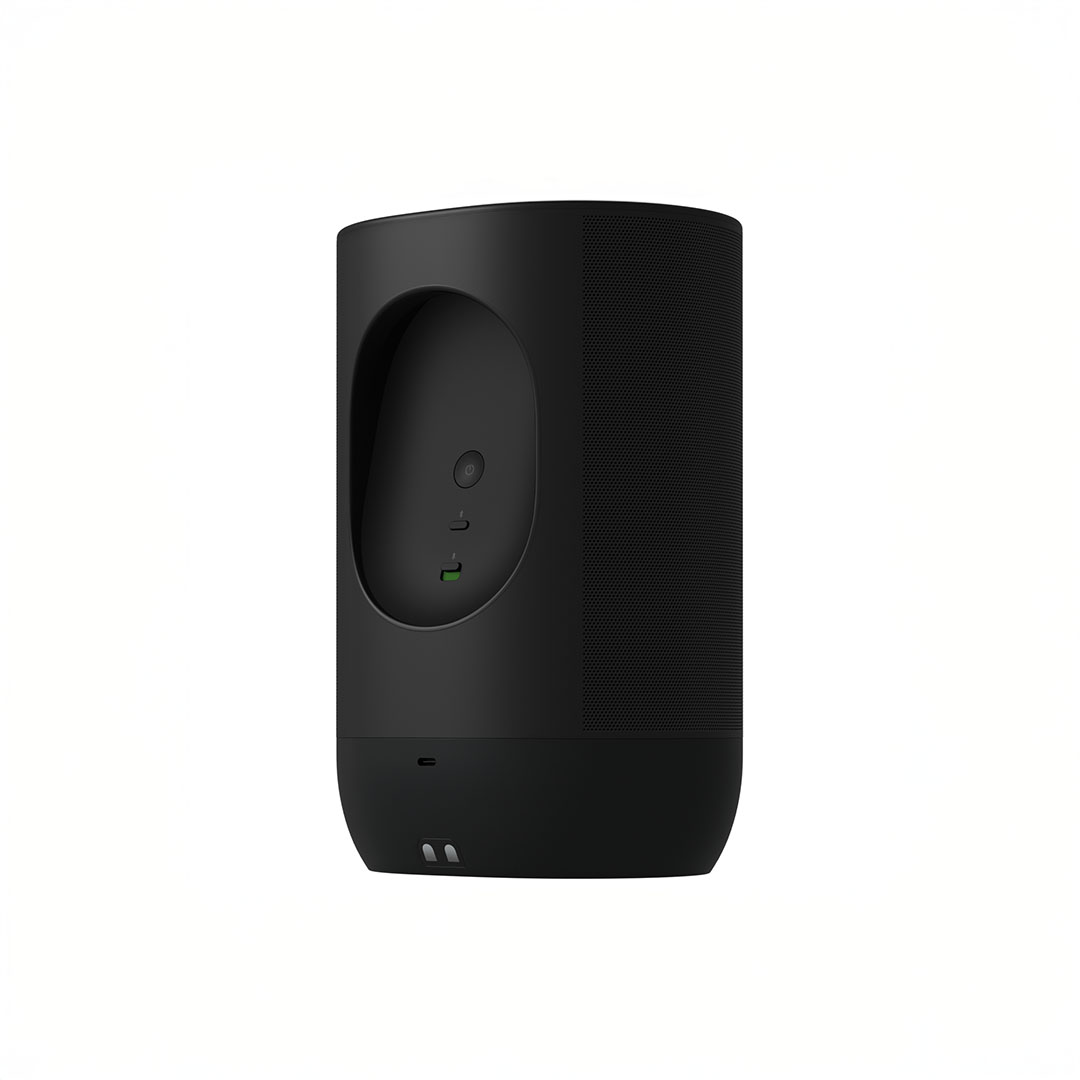 Black smart speaker with sleek design