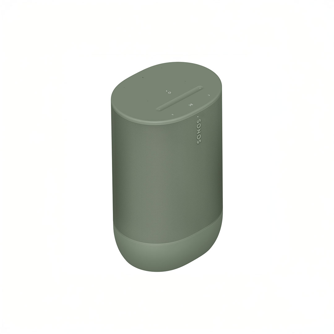 Green wireless speaker with touch controls.