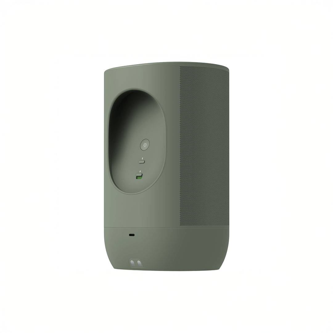 Green wireless smart speaker with buttons