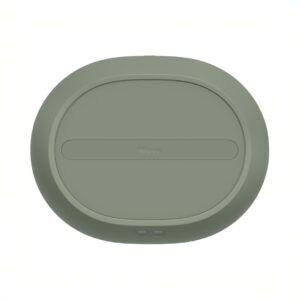 Olive green oval electronic device, top view