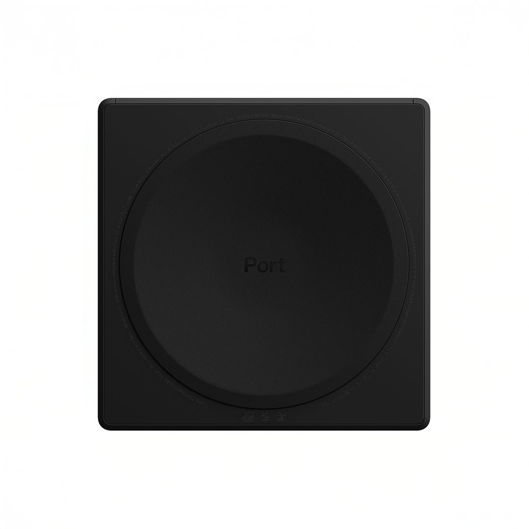 Black induction cooker top view with port
