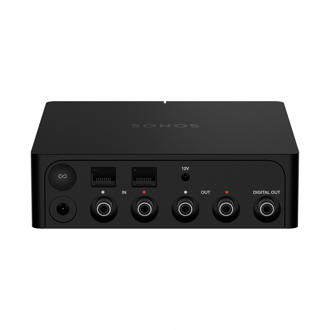 Sonos audio device with multiple input and output ports.
