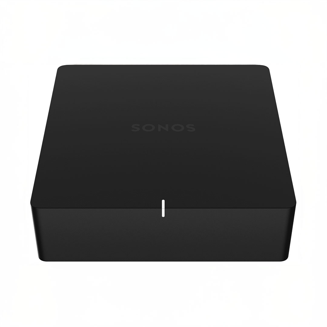 Black Sonos audio device, sleek and modern design.