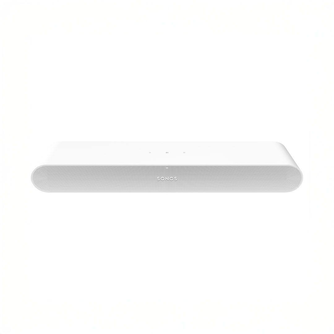 White soundbar speaker on white background