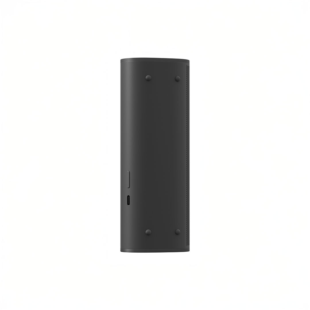 Side view of black smart speaker
