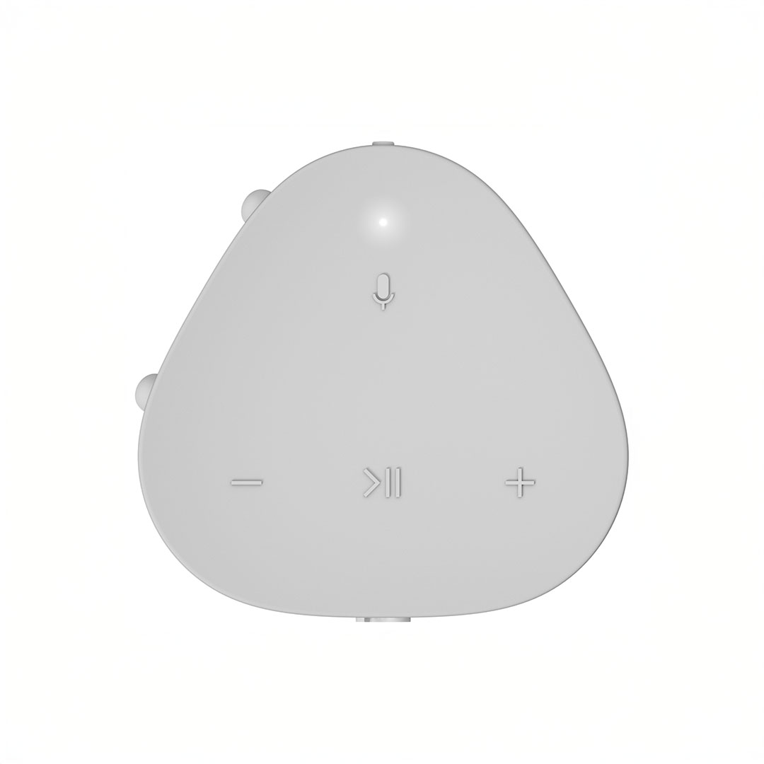 White remote with play and volume buttons