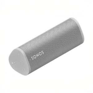 White portable Bluetooth speaker with Sonos logo
