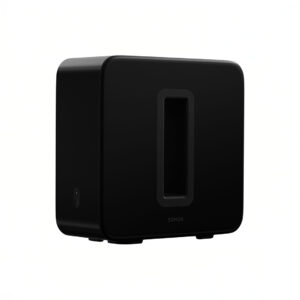 Black wireless home audio subwoofer