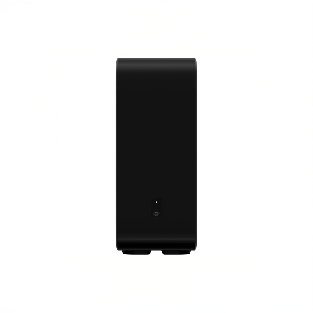 Front view of a black Wi-Fi router.
