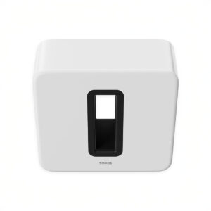 White Sonos wireless subwoofer front view.