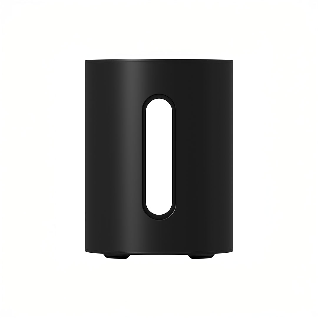 Sleek black cylindrical speaker with modern design