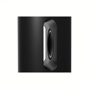 Close-up of sleek black cylindrical speaker