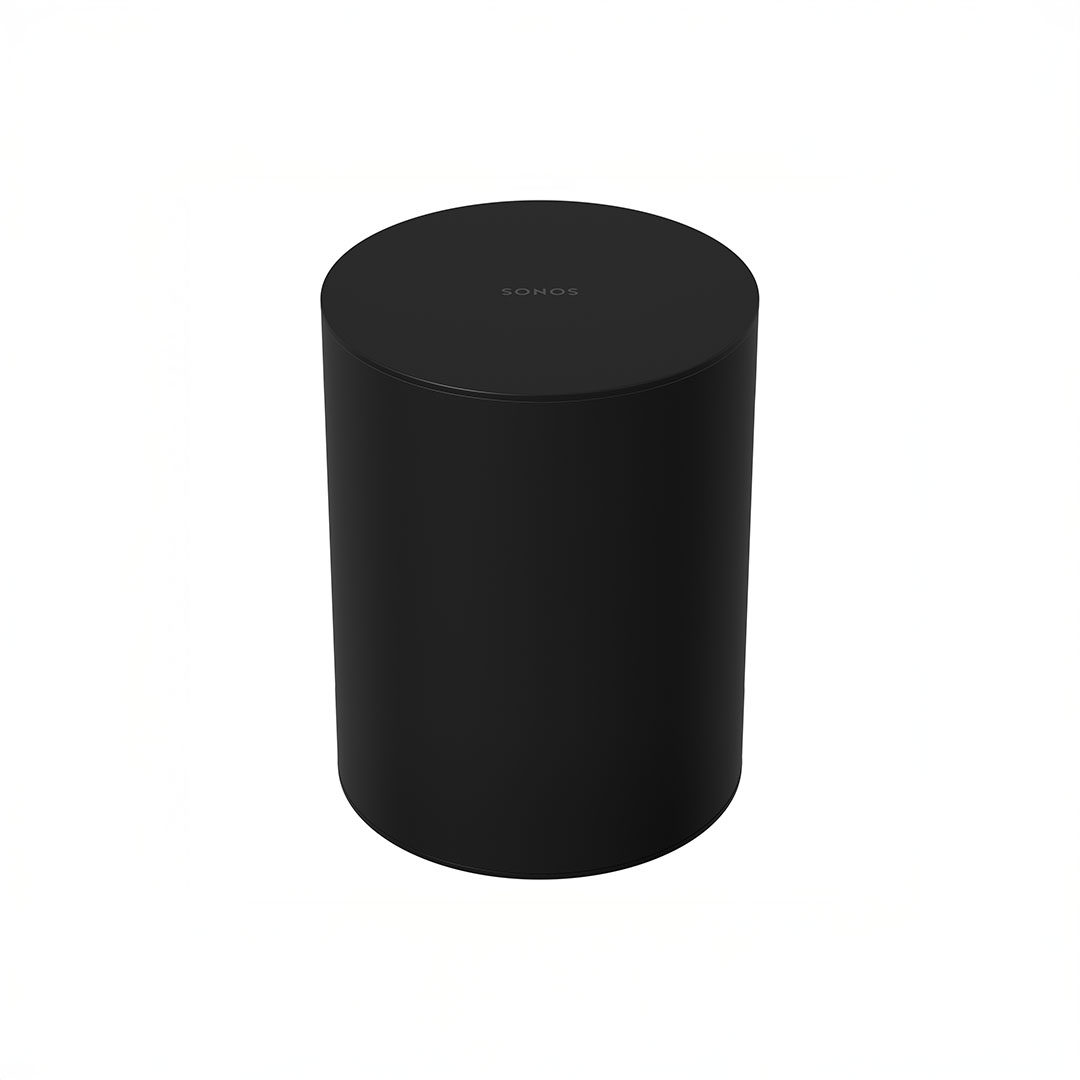 Black cylindrical wireless speaker