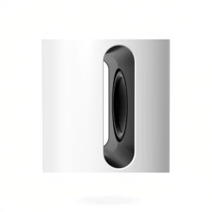 Modern white and black speaker design.