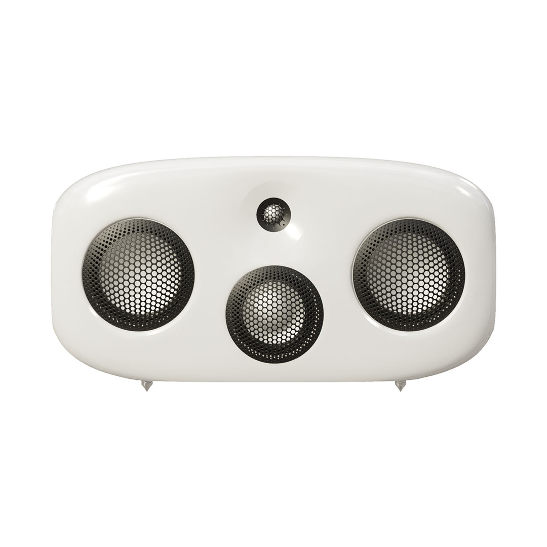 Vintage white speaker with three black grills