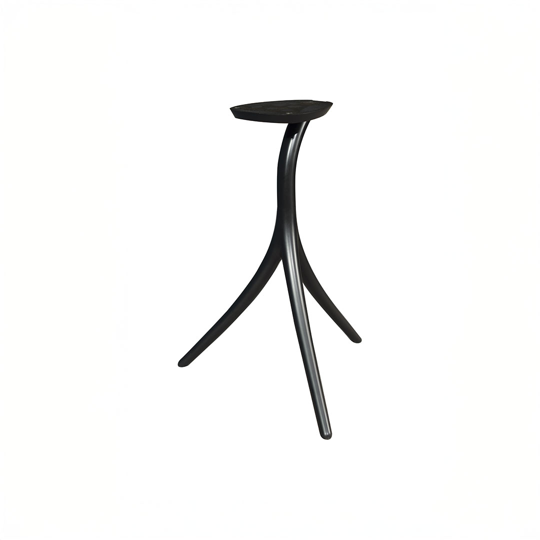 Modern black metal tripod stool