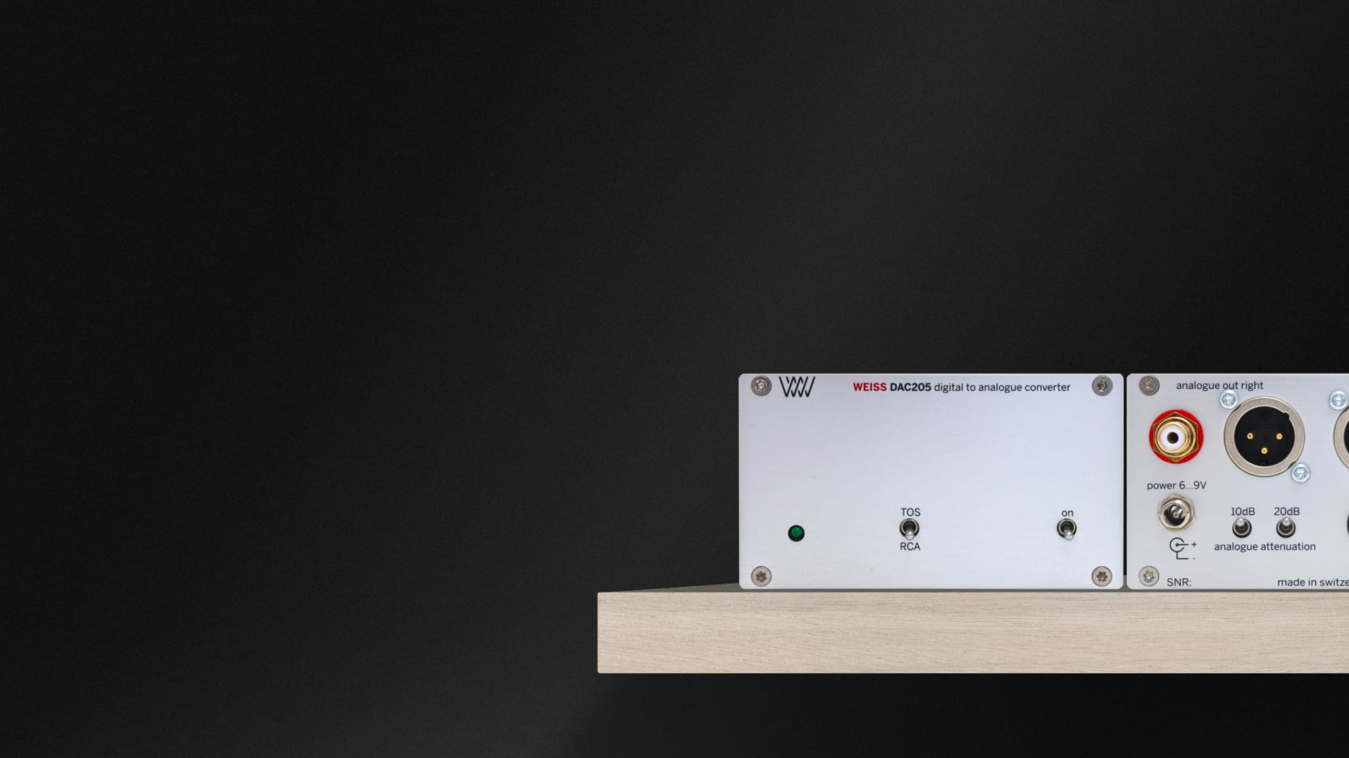 Weiss DAC205 digital-to-analog converter on shelf