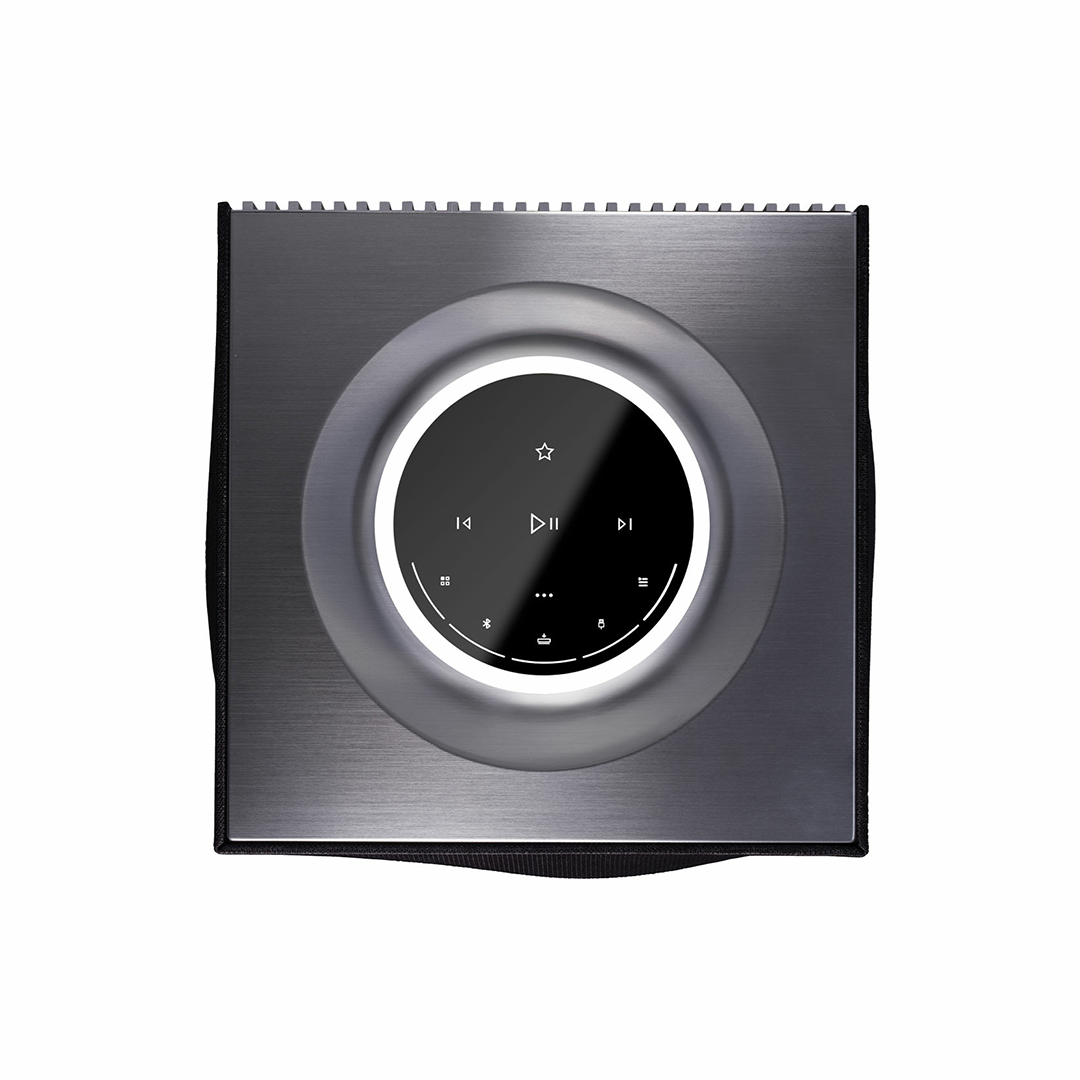 Modern audio amplifier with touch controls.