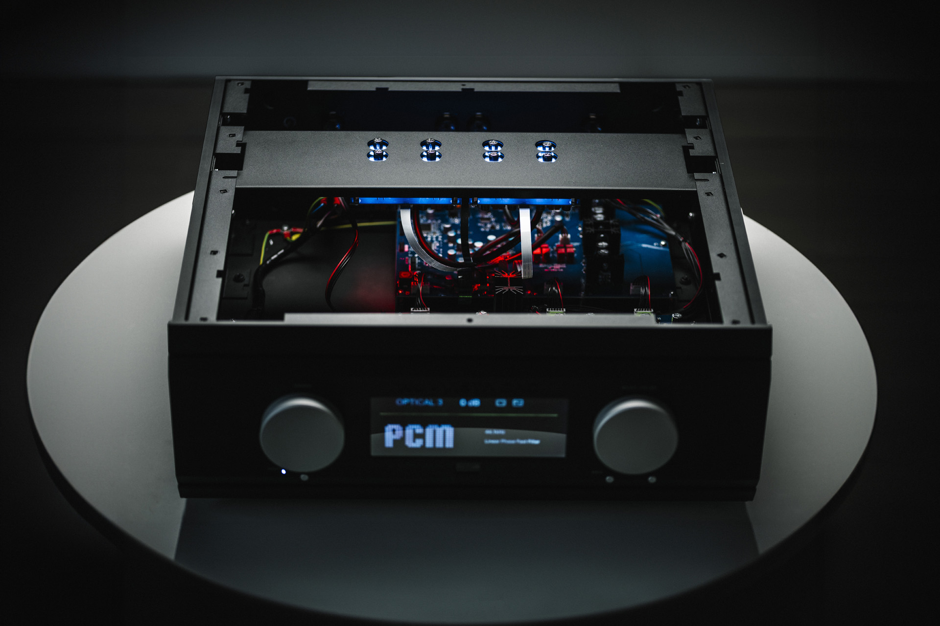 High-end audio amplifier interior view