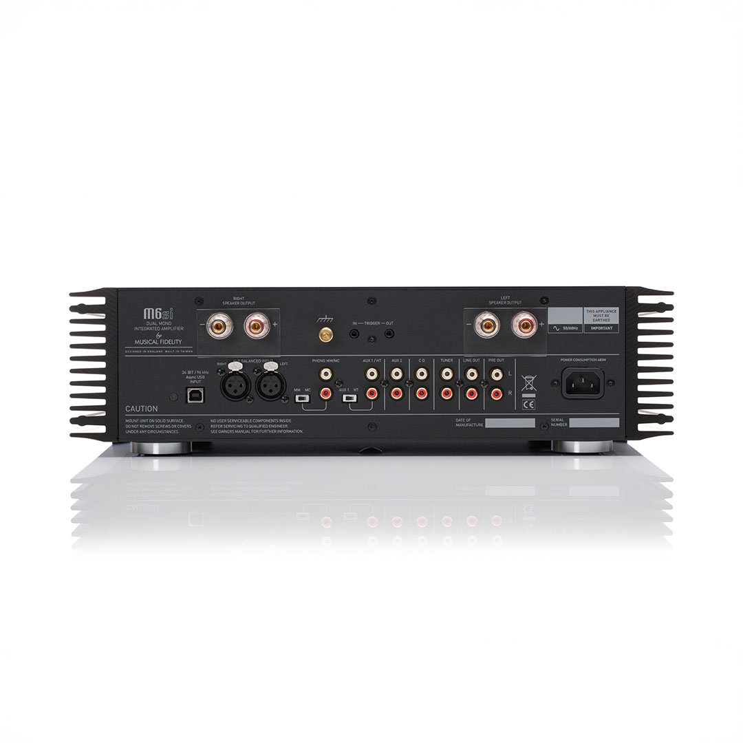 Back view of audio amplifier connections.