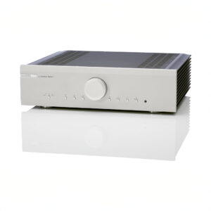High-fidelity audio amplifier with control knobs.