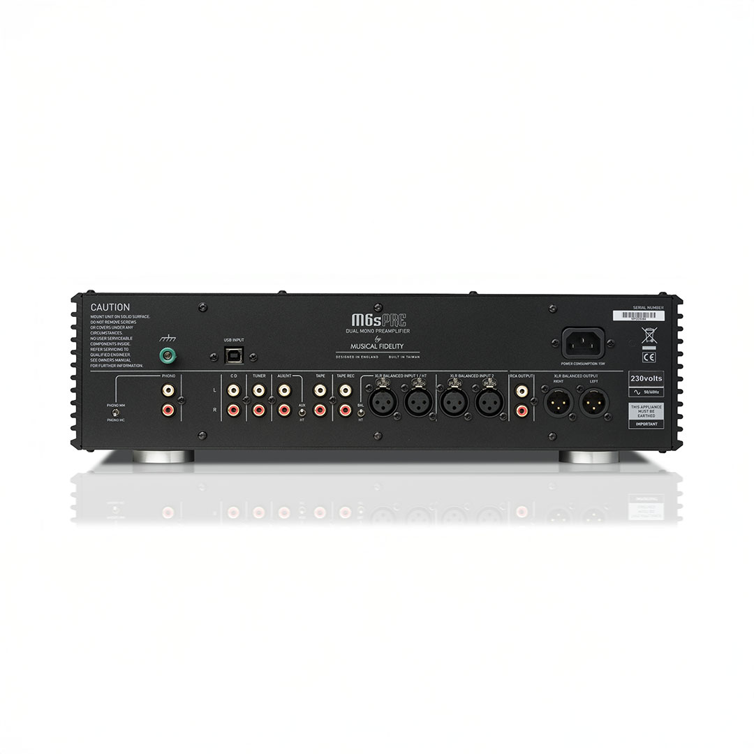 Back view of Musical Fidelity M6SPRE preamplifier