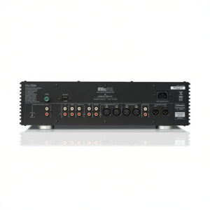 Back view of audio amplifier with multiple connectors.