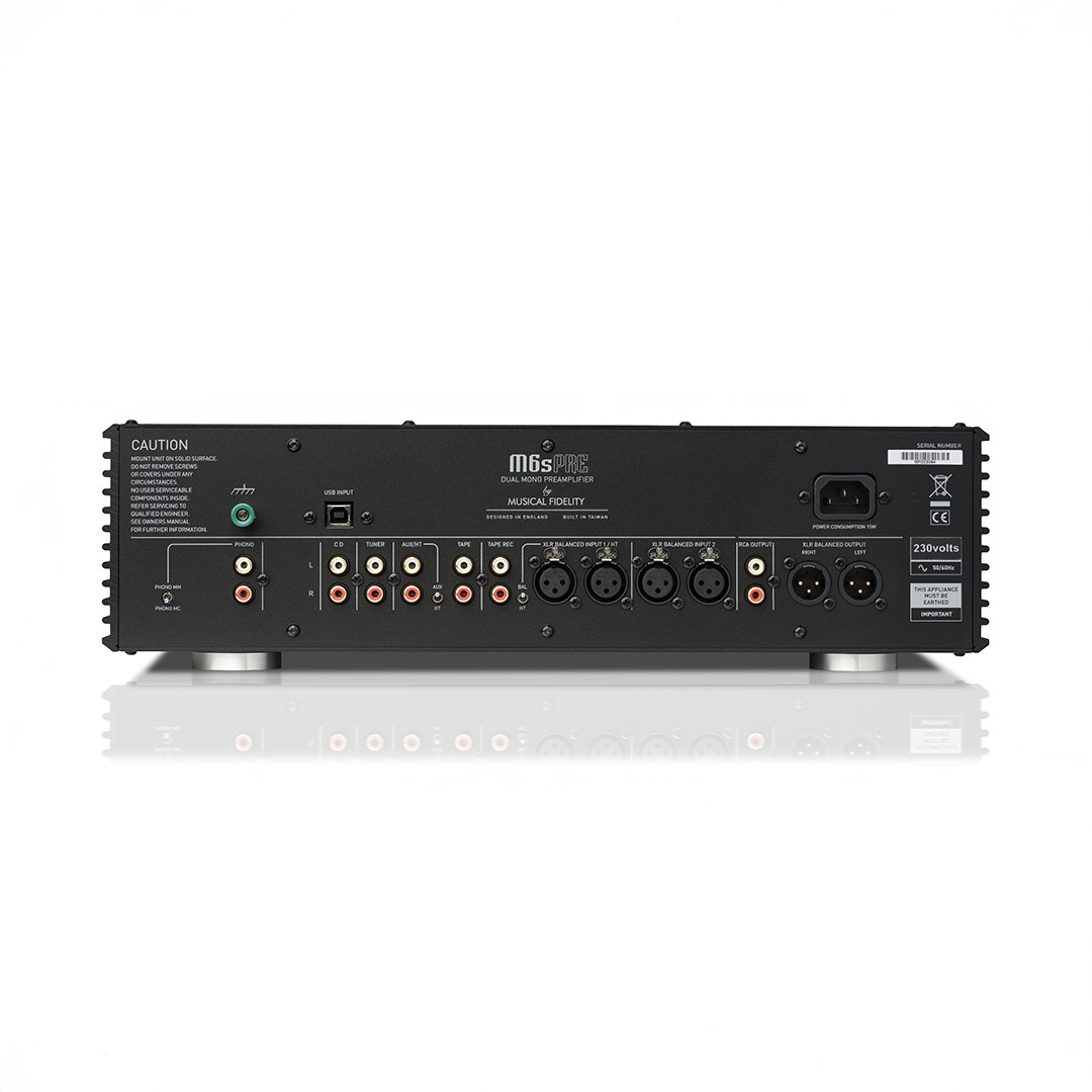 Back view of audio amplifier with multiple connectors.