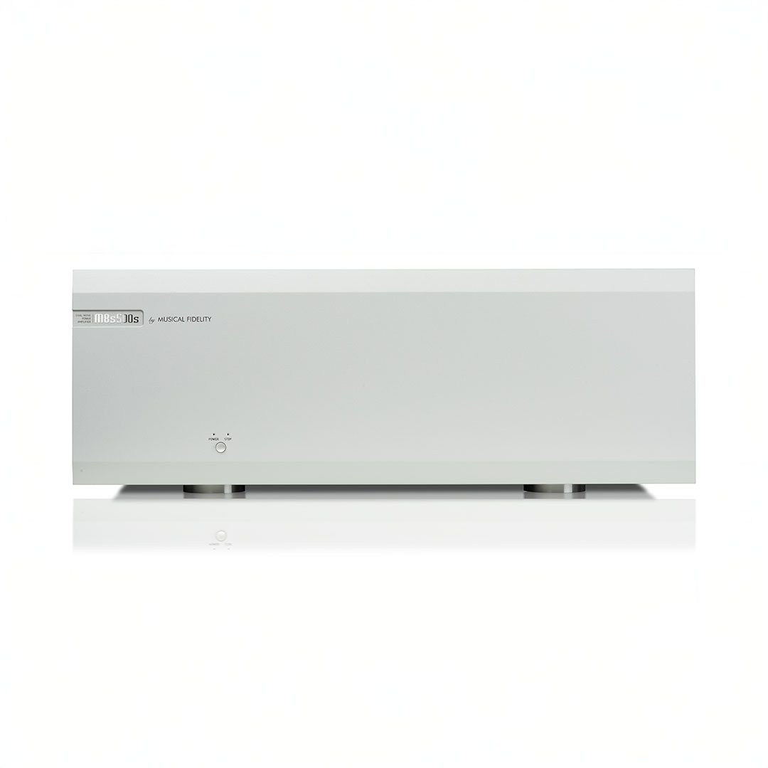Musical Fidelity amplifier silver front view