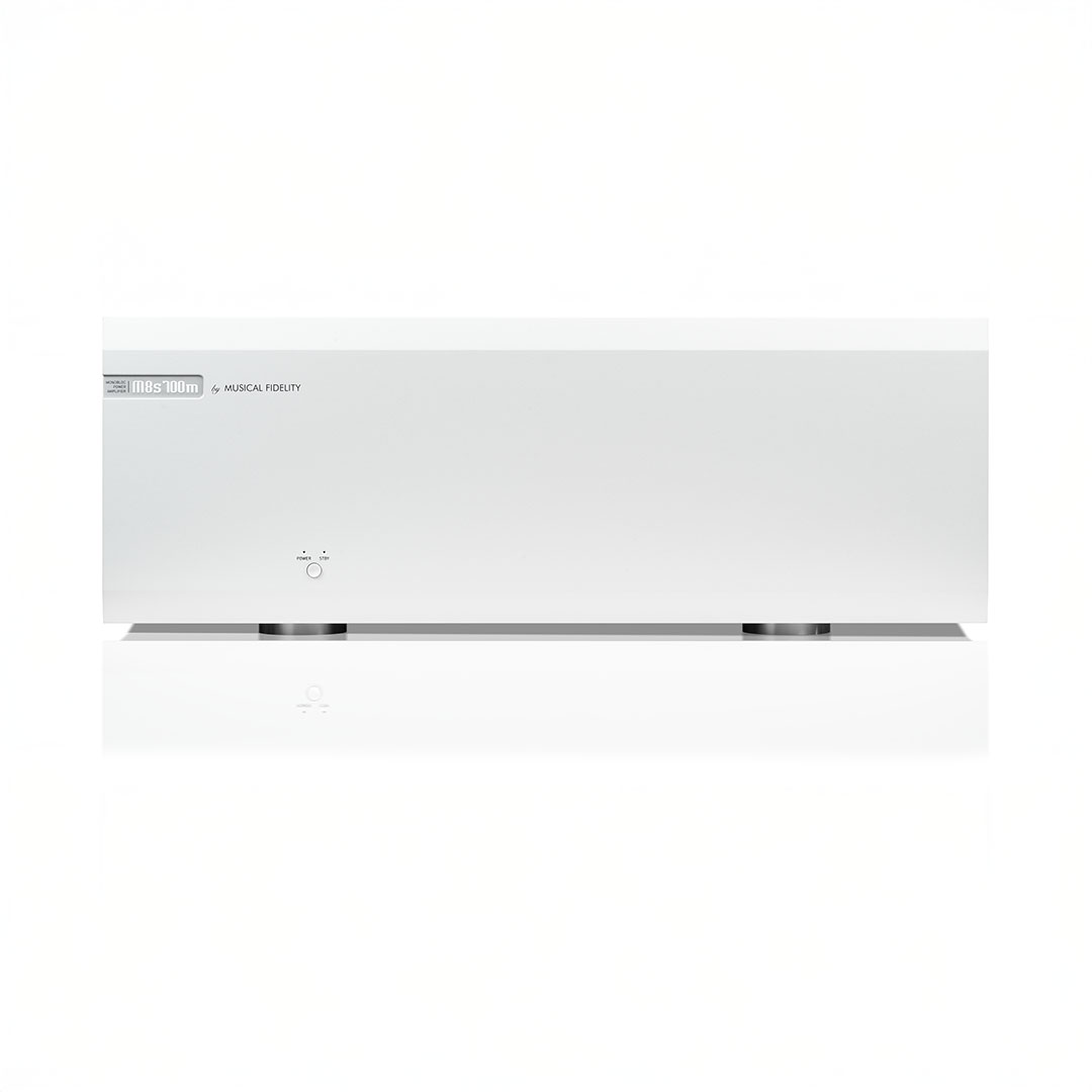 White audio amplifier by Musical Fidelity.