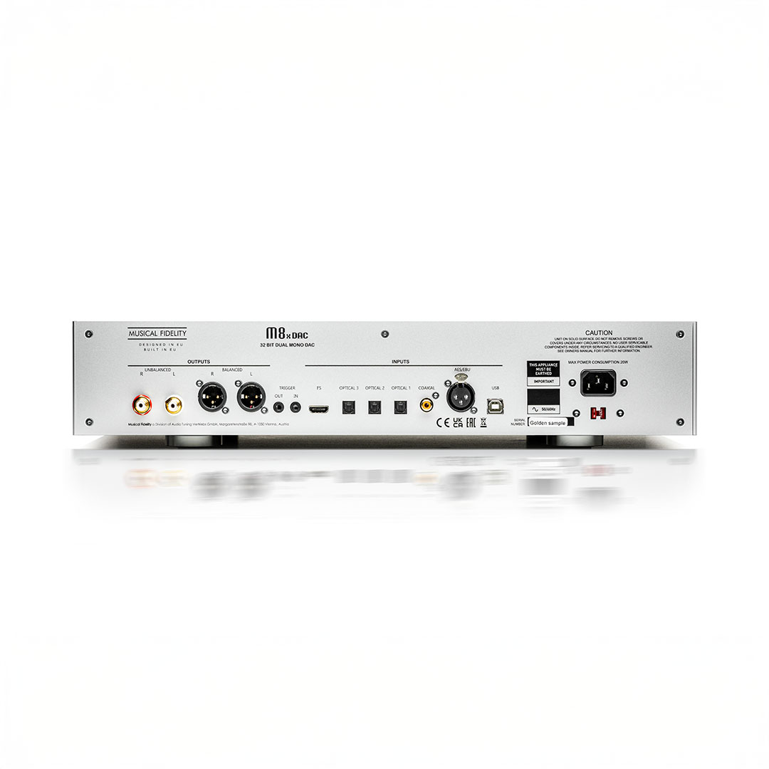 Rear view of Musical Fidelity M8x DAC amplifier