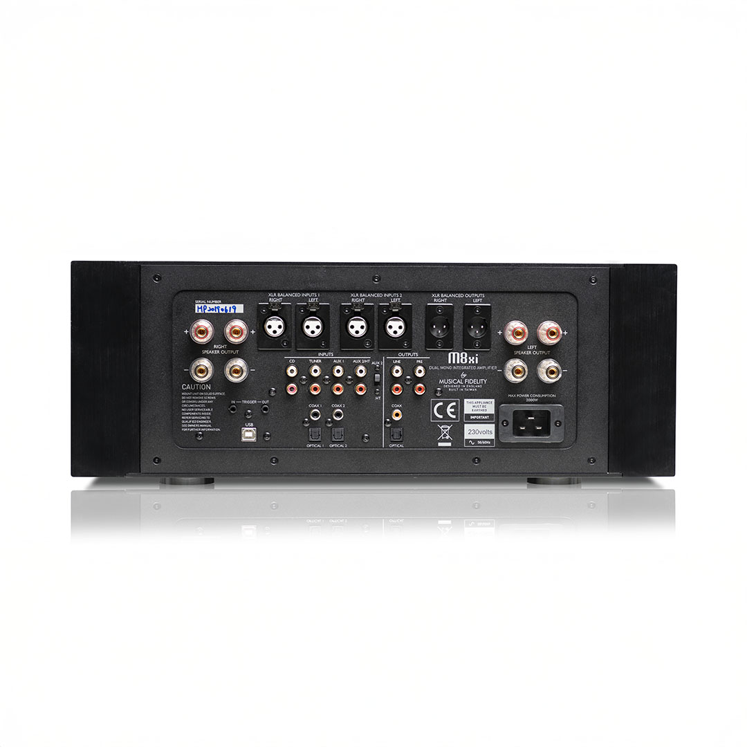 Back view of audio amplifier connections