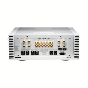 Back view of integrated amplifier with connectors.