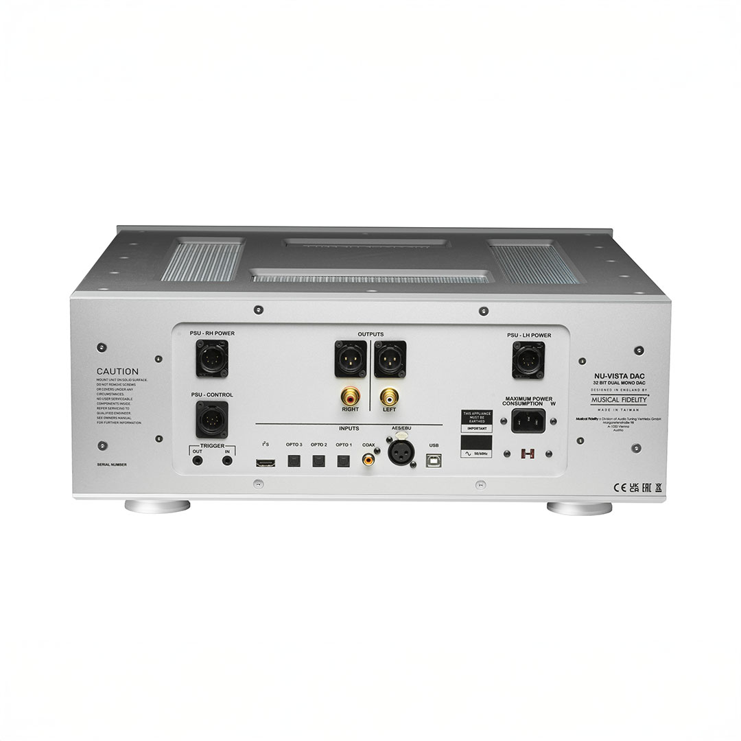 Back view of audio DAC with various inputs