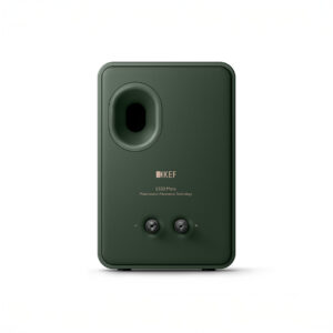 Back view of green KEF LS50 Meta speaker