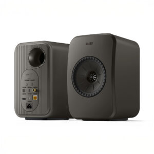 KEF LSX II wireless speakers front and back view