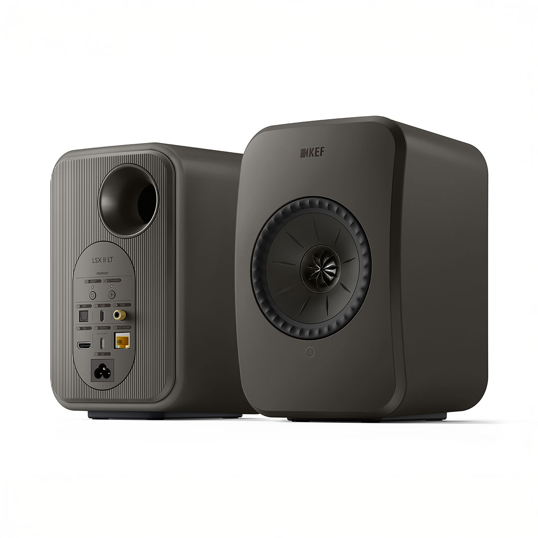 KEF LSX II wireless speakers front and back view