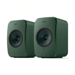 Green KEF speakers with modern design