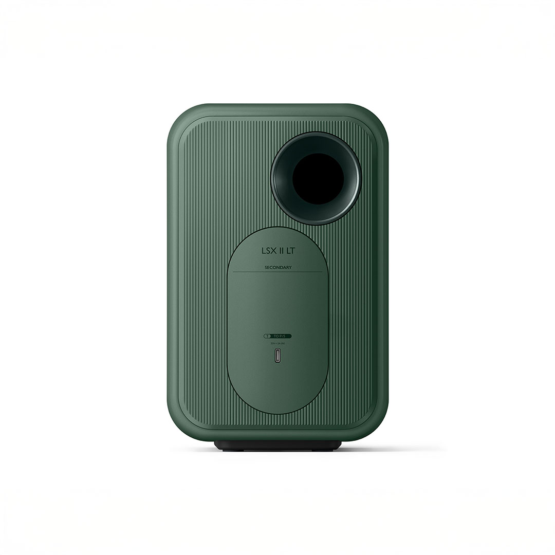 Green KEF LSX II LT speaker back view