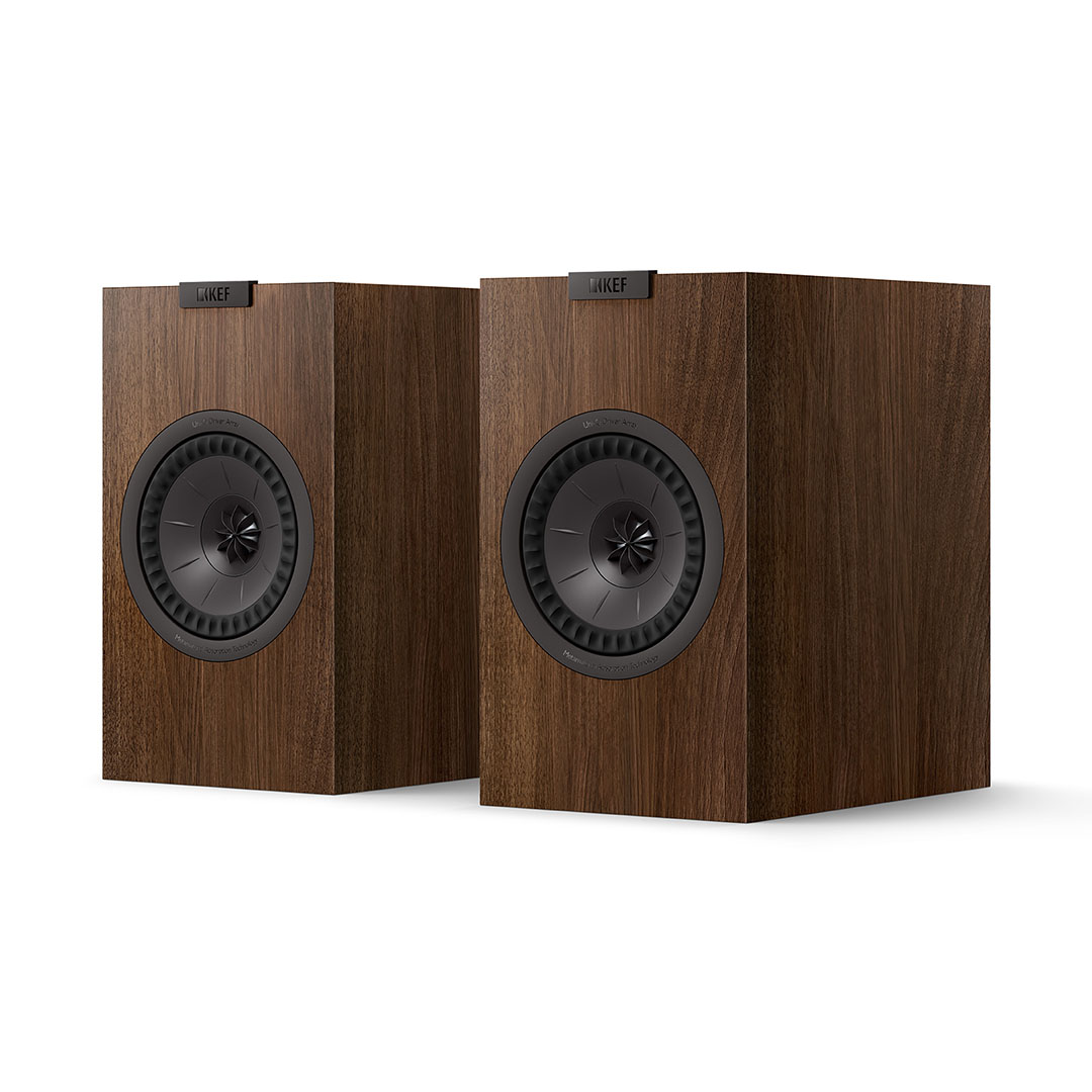 Wooden bookshelf speakers with modern design