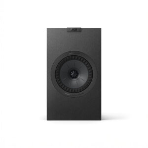 Black high-fidelity speaker with circular design.