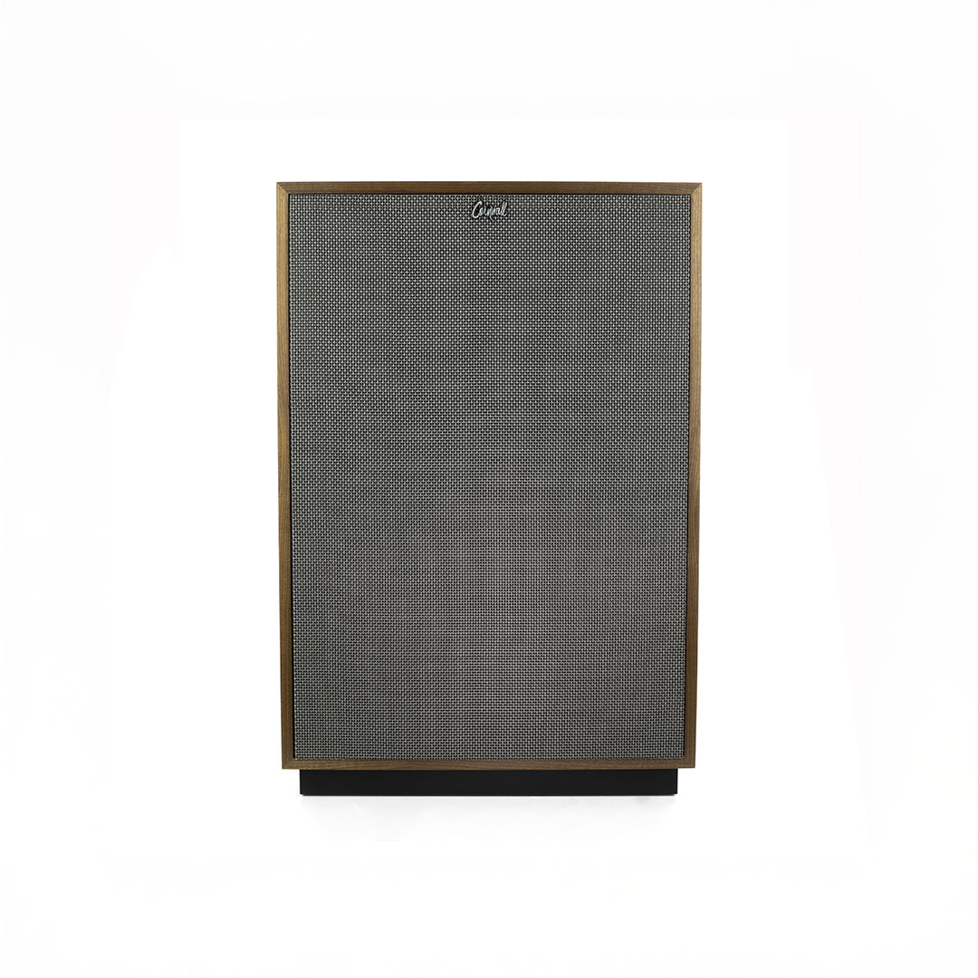 Vintage Klipsch speaker with wooden frame.