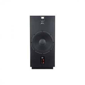 Black Klipsch speaker with large bass driver