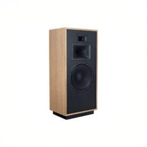 Wooden speaker with black front panel
