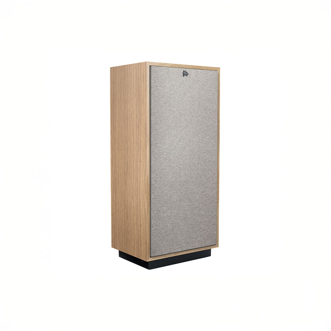 Wooden speaker with fabric front panel